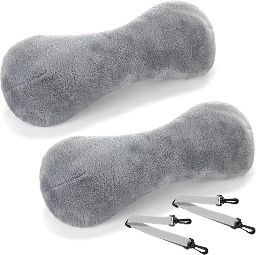 Vista 15 de Colingmill 1 almohada de cuello para reposacabezas reclinable, almohada en forma de hueso, felpa con correa ajustable, soporte para el cuello y Negro