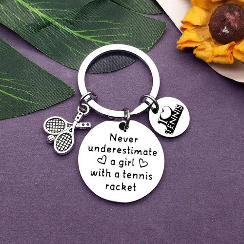 Vista 6 de Vadaka Regalo de joyería para amantes del tenis, llavero de regalo de tenis para niñas, adolescentes, tenis, niña, joyería de tenista, regalo