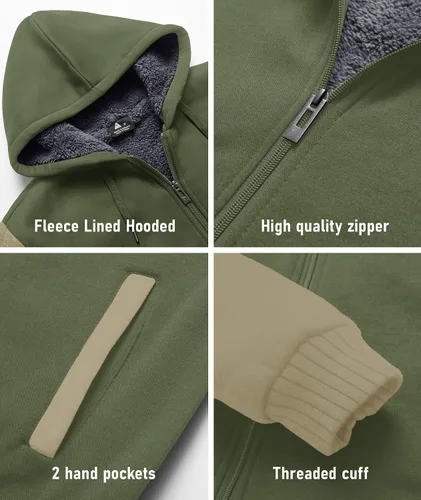 Vista 40 de SCODI Sudaderas con capucha para hombre, forro polar pesado, cremallera completa, forro de sherpa grueso, chaqueta con capucha