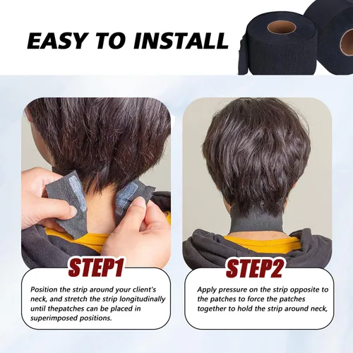 Vista 5 de Paquete de 2 tiras desechables para el cuello de peluquero de papel elástico profesional, protector para el cuello, herramienta de accesorios