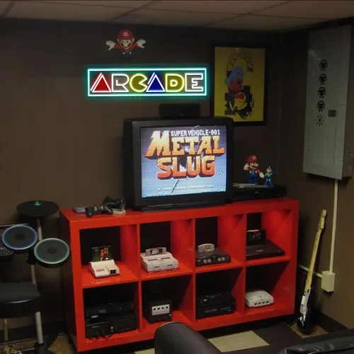 Vista 2 de Letrero de neón de arcade, decoración de sala de juegos de arcade, letrero iluminado por USB para transmisión, cueva de hombre, regalo para Arcade20