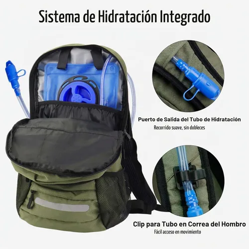 Vista 5 de Zavothy Mochila de senderismo multiusos de 18 litros con bolsa de agua de 3 L, mochila de hidratación duradera con compartimento aislado