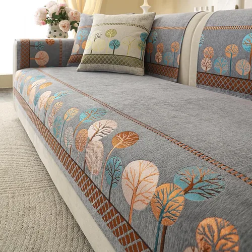 Vista 9 de Funda de felpilla bohemia y jacquard para sofá modular de 3 plazas, funda protectora antideslizante para sofá modular de 3 plazas, funda protectora