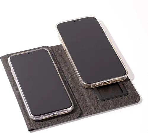 Vista 8 de Funda Duo para 2 teléfonos Funda de cuero de alta calidad multiusos para teléfono celular, cartera para teléfono celular Variación plegable