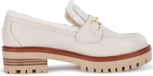 Vista 3 de VETASTE Mocasines clásicos de tacón grueso con plataforma y suela de lengüeta para mujer, con puntera redonda, zapatos Oxford con cadena de metal