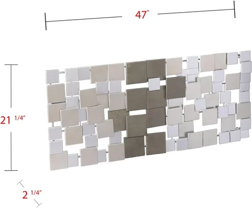 Vista 6 de SEI Furniture Wavson - Escultura de pared, diseño geométrico 3D, arte de pared de montaje único, plateado, 47.00 x 2.25 pulgadas