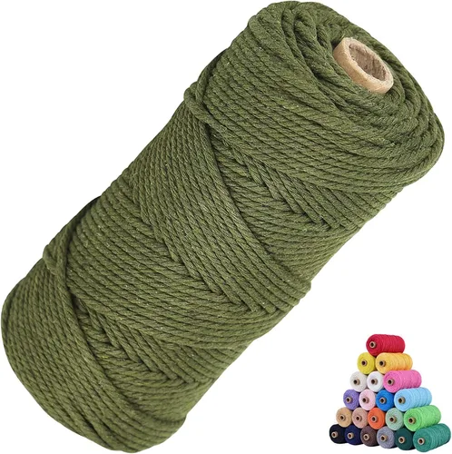 Vista 38 de Cordón de algodón para macramé 3mm x 109 yardas, cuerda de macramé natural color beige, suministros perfectos de algodón para macramé, para hacer