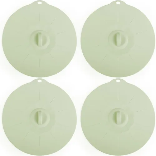 Vista 13 de Paquete de 4 tapas de silicona de 3.9 pulgadas para tazas, tazones, platos, sartenes, cubierta para salpicaduras de microondas, recipientes