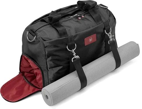 Vista 5 de Live Well 360 Bolsa de lona para gimnasio para hombres o mujeres Bolsa con zapatos, laptop y compartimento húmedo Bolsa de hombro perfecta