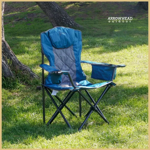 Vista 4 de ARROWHEAD OUTDOOR Paquete de 2 sillas plegables portátiles para acampar con enfriador de 6 latas, portavasos y soportes para copas de vino, bolsa