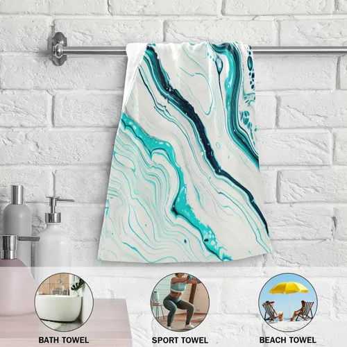 Vista 6 de ALAZA Juego de 2 toallas de mano de ágata dorada, suaves y absorbentes, decorativas, para baño, gimnasio, hotel, spa, 28 x 14 pulgadas