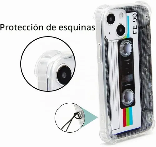Vista 3 de FAteamll Funda para iPhone 13 Mini, acabado mate, resistente, suave, con esquinas reforzadas, TPU suave, parachoques retro, funda de cinta de casete