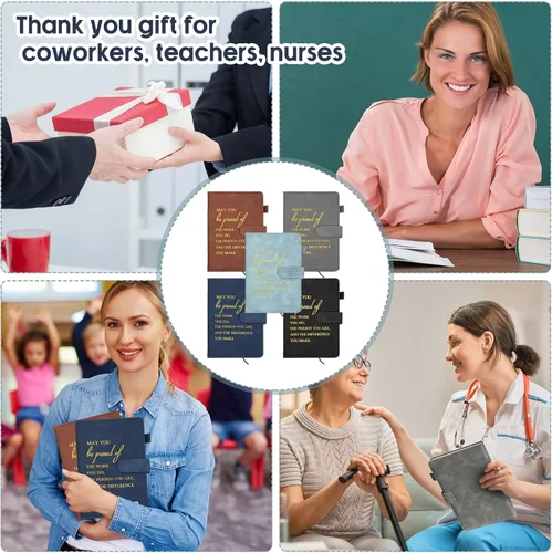 Vista 7 de Roowest 30 unidades de regalos de agradecimiento para empleados, cuaderno de cuero A5 inspirador, bloc de notas motivacional a granel, diario