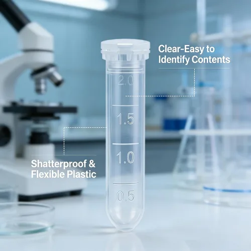 Vista 2 de Ampolletas de plástico de 2 ml, tubos de muestra, almacenamiento de líquido, frasquitos de perfume. 100 unidades Clear, Plastic Small Vials with
