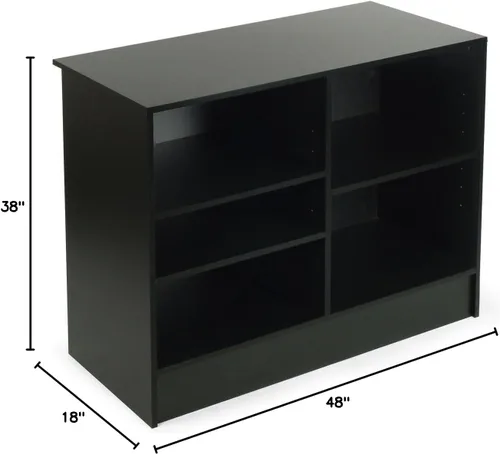 Vista 2 de Only Hanger Soporte para caja registradora con 3 estantes ajustables en altura, mostrador de pago de melamina negra de 48 pulgadas, disponible