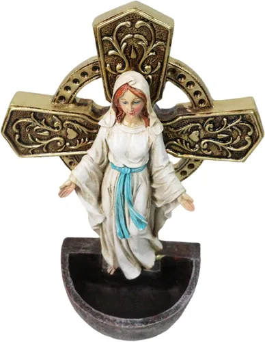 Vista 5 de Ebros Gift Virgen Madre María Virgen Nuestra Señora de Gracia Placa de aparador montado en la pared o escritorio Fuente de agua bendita Iglesia
