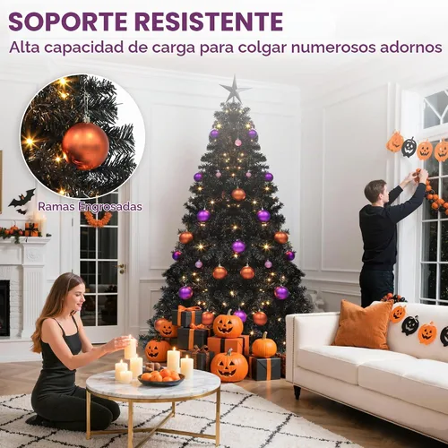 Vista 5 de YITAHOME Árbol de Navidad de Halloween negro preiluminado de 6 pies