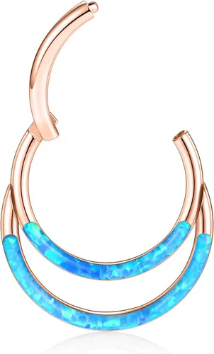 Vista 2 de GAGABODY Septum Jewelry 16 Gauge Earrings Double Hoop Daith Earring Surgical Steel Hinged Nose Rings Nose Hoop Helix Tragus Rook Piercing