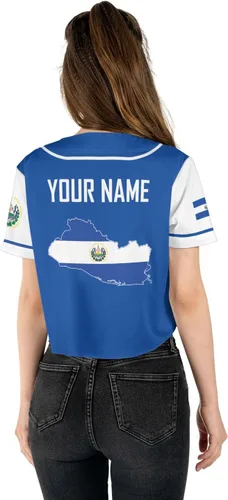 Vista 3 de MonkeyVan Camiseta de béisbol personalizada de El Salvador, camiseta de béisbol de El Salvador para hombres, camiseta de orgullo salvadoreño