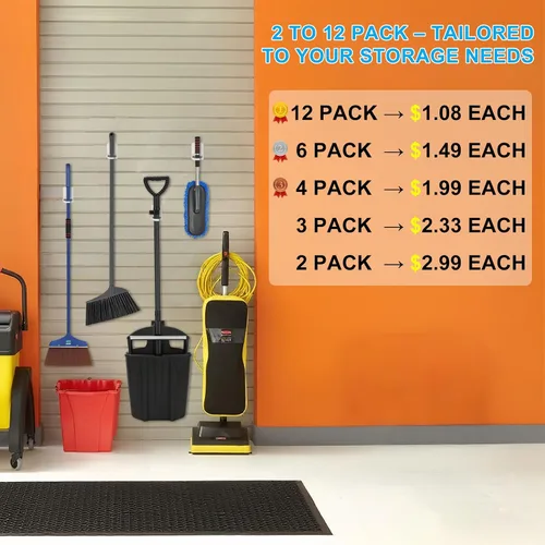 Vista 3 de Paquete de 3 soportes de pared para trapeador y escoba, autoadhesivo, sin taladro, agarre de mango de escoba, organizador de limpieza del hogar