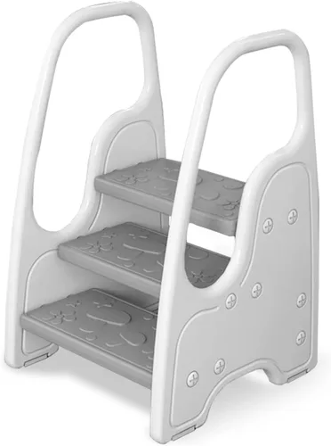Vista 7 de Taburete para niños pequeños para lavabo de baño, taburete ajustable de 3 pasos para niños, torre de pie de cocina, taburete de aprendizaje