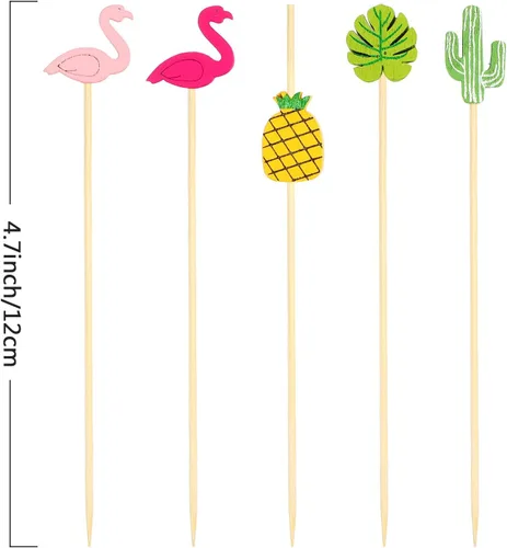 Vista 3 de Blulu Paquete de 200 palillos de dientes elegantes para aperitivos, brochetas de cóctel de perlas de 4.7 pulgadas para bebida, palitos con sabor a