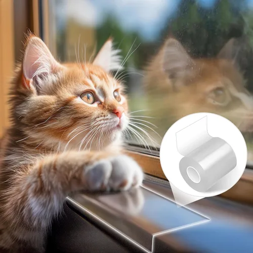 Vista 9 de Protector de puerta contra arañazos de perro, protector de alféizar de ventana, barrera de protección con escudo lateral transparente anti gato