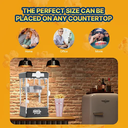 Vista 4 de VEVOR Máquina para hacer palomitas de maíz, máquina procesadora de palomitas de 480 W, hervidor de 4 onzas que hace 1.5 galones por lote, máquina
