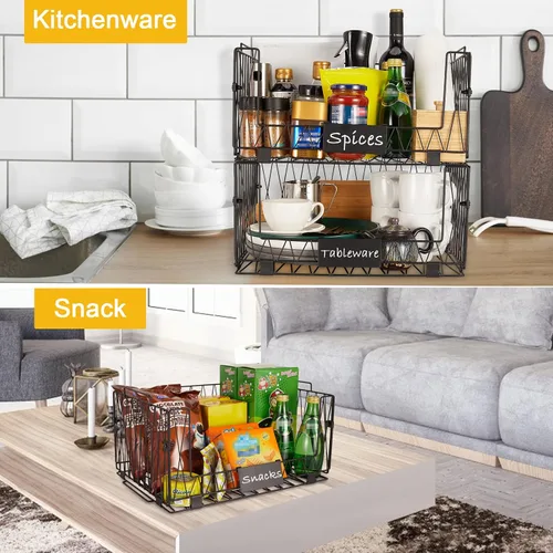 Vista 5 de 2 paquetes XXL de cestas de organización y almacenamiento para despensa de cocina, cesta de frutas y verduras para gabinete de cocina, cestas