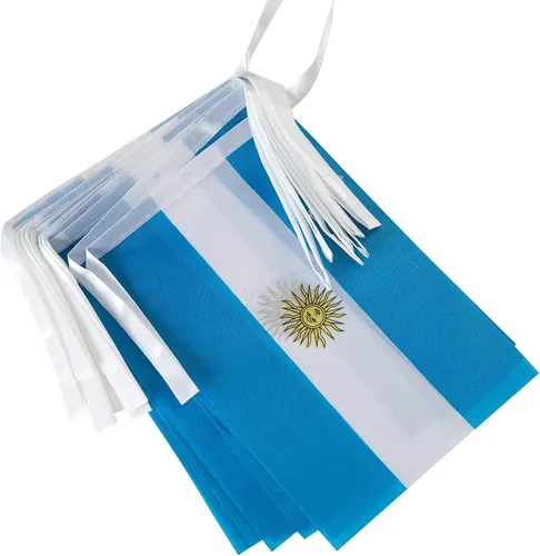 Vista 3 de Bandera argentina, bandera argentina, 100 pies/76 unidades, banderín nacional del mundo del país, suministros de decoración de fiesta, banderas