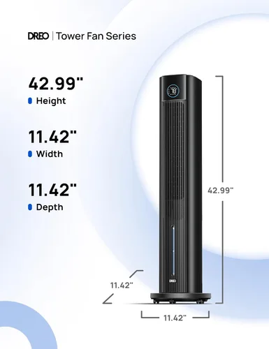 Vista 10 de DREO Ventilador de torre para dormitorio, ventiladores de enfriamiento de 43 pulgadas que soplan aire frío 2025 actualizado, enfriador de aire