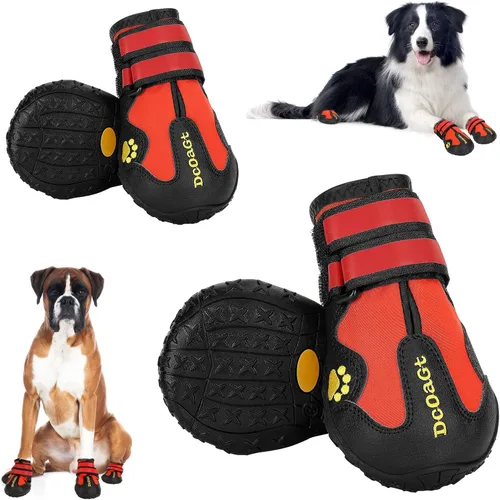 Vista 7 de DcOaGt Zapatos para perros de tamaño pequeño, botas antideslizantes Negro