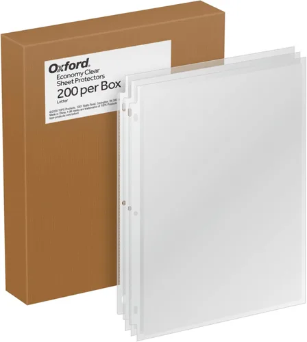 Vista 8 de Oxford - Fundas protectoras de hojas, acabado transparente, carga superior, fundas de plástico tamaño carta, reforzadas con perforación de 3