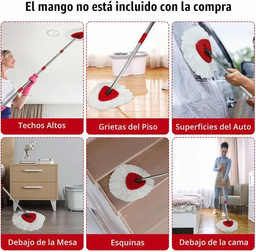 Vista 8 de Juego de 3 cabezales de repuesto para mopa giratoria para el sistema de 1 tanque O-Cedar EasyWring, 3 recambios de mopa giratoria de microfibra, 1