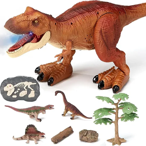 Vista 12 de EKU Juguetes de Dinosaurio Pterodáctilo con Aleteo de Alas Juguete Eudimorphodon, Cabeza se Mueve Ataca Brachiosaurus Styracosaurus Figuras