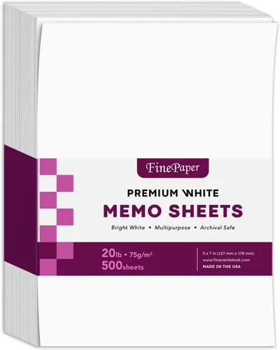 Vista 10 de Hojas de notas blancas, papel de 20 libras, 500 hojas por paquete (3 x 5)