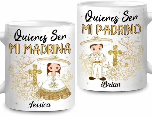 Vista 9 de WHIDOBE Juego de tazas de propuesta de padrinos personalizados, juego de tazas de padrino de bautizo personalizado, Bautizo Recuerdos Juego De 2