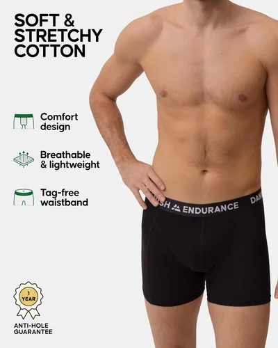 Vista 2 de DANISH ENDURANCE Men's Cotton Boxer Briefs, Soft, Breathable, 6 & 10-Pack negro (Black 10-Pack)