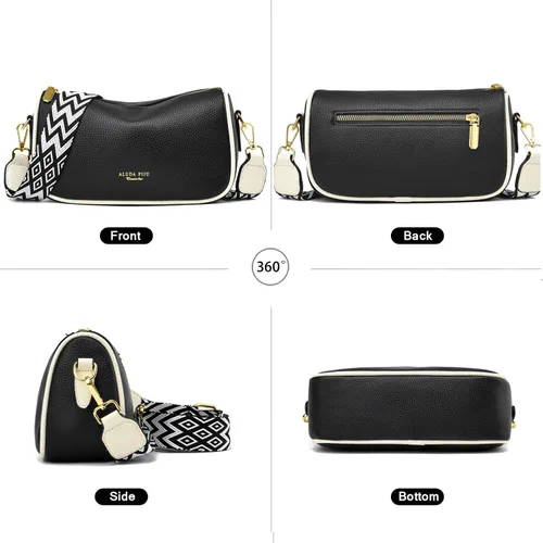 Vista 3 de Bolso cruzado pequeño para mujer, con correa ancha, diseño moderno, bolso cruzado y bolso con cremallera superior