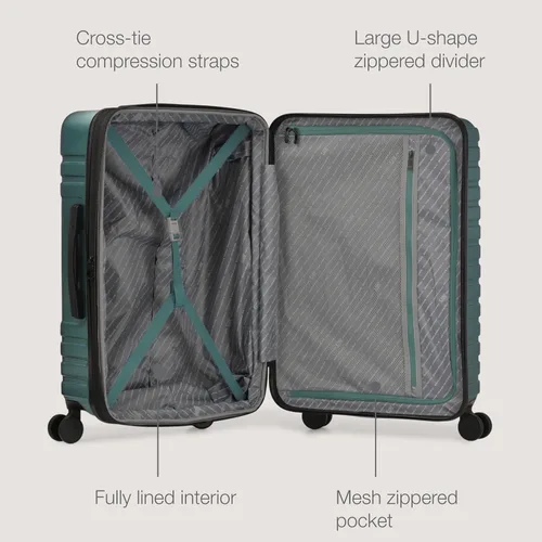 Vista 2 de U.S. Traveler Boren - Maleta de viaje de policarbonato resistente con 8 ruedas giratorias, asa de aluminio