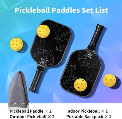 Vista 7 de AL Kort - Juego de 2 palas de pickleball de fibra de vidrio, palas ligeras, equipo de pickleball aprobado por USAPA con bolsa y 4 bolas, paquete