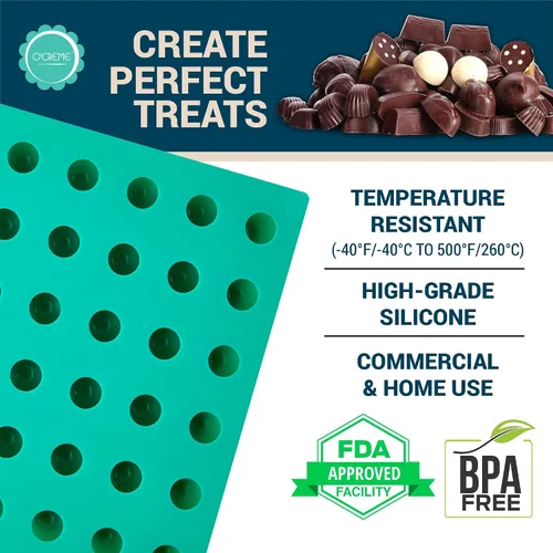 Vista 3 de O'Creme Molde redondo de silicona para trufas de chocolate, ganache, gelatina, pralinés y caramelos (0.984 in de diámetro x 0.984 in de alto)
