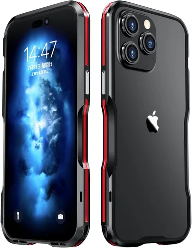 Vista 11 de Parachoques de aluminio compatibles con iPhone 12 Mini de 5.4 PULGADAS, estuche con marco metálico, parachoques delgado de diseño genial y Negro