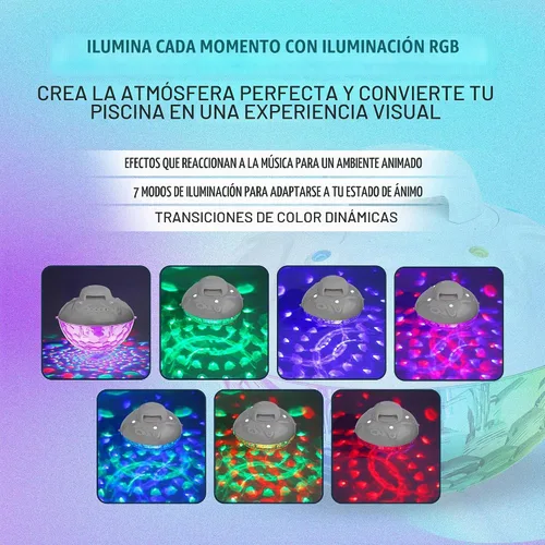 Vista 7 de Skywin Altavoz flotante para piscina con fuente y luces RGB, tiempo
