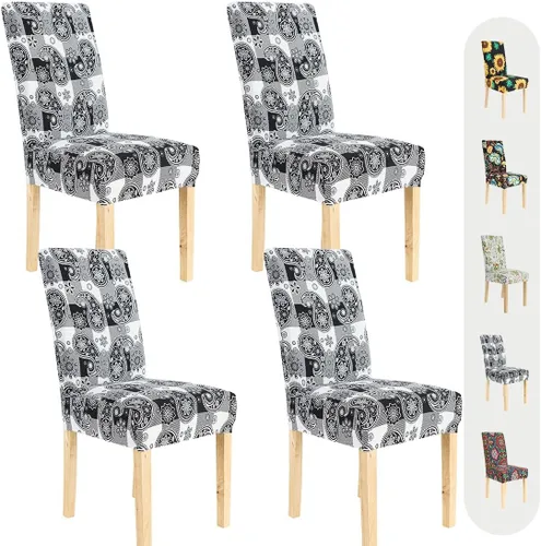 Vista 19 de Secgo - Juego de 2 fundas para sillas de comedor, funda elástica para sillas de comedor, fundas lavables de elastano para sillas de cocina Parsons