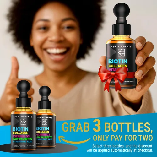 Vista 2 de Biotina líquida para el crecimiento del cabello mujeres y hombres 10000mcg Suplementos de biotina y colágeno con palma enana americana y ácido