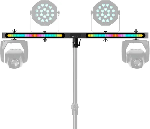 Vista 10 de Soporte de luces de DJ con barra redonda en T, trípode resistente Par Can para 7 luces, soporte de luz de escenario, altura ajustable de 41 a 95