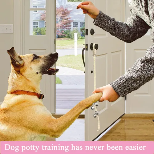Vista 5 de Timbres colgantes para perros, campanas de entrenamiento extra ruidosas para perros, timbre de cuerda trenzada ajustable y duradera para que