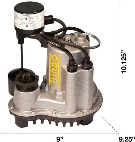 Vista 2 de Turbo Bomba sumergible de sumidero de hierro fundido 1/2HP con interruptor vertical