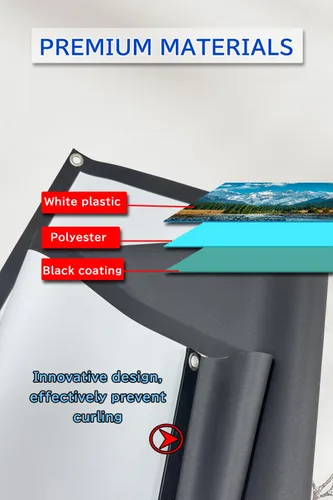 Vista 3 de Pantalla de proyector con soporte para exteriores de 60 pulgadas, 4K HD de 1.5, pantalla de película resistente a las arrugas, ángulo de visión